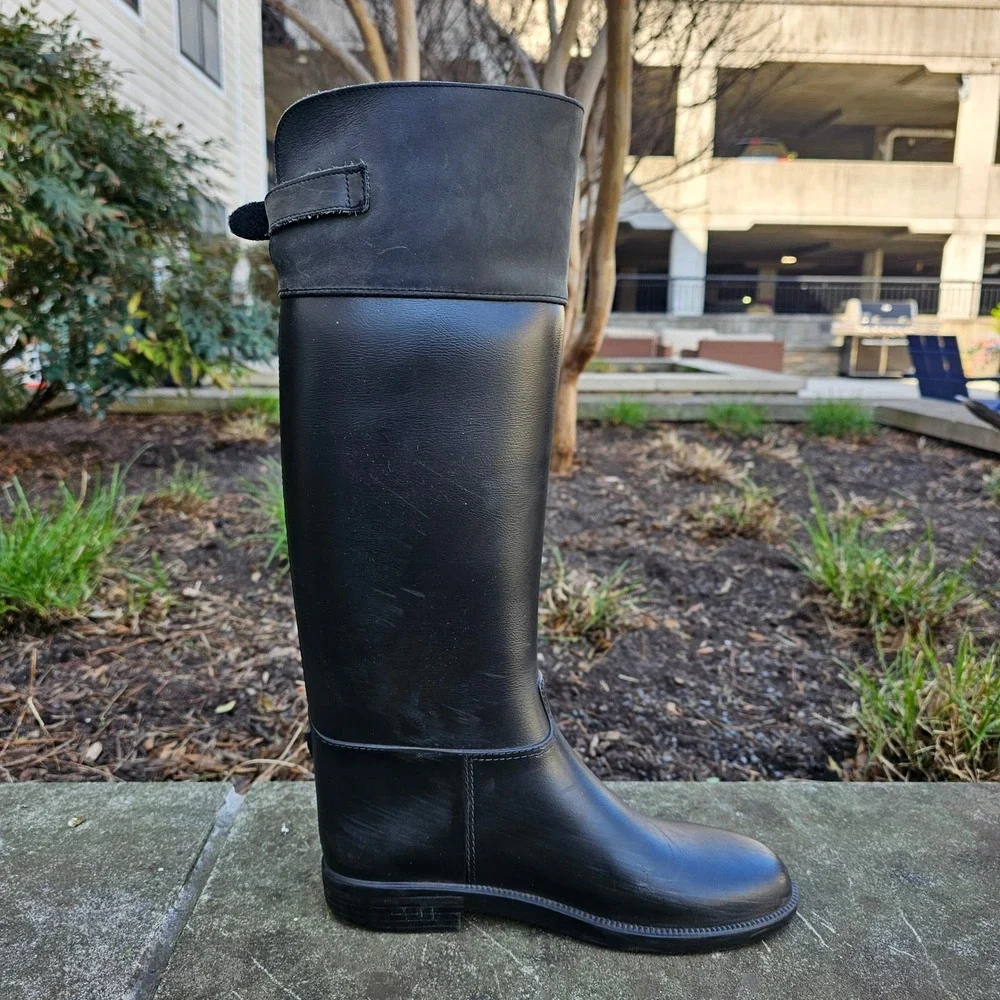 Naot Women Rain Boots 7 Black Grey Equestrian Tall‎ Riding Waterproof Minimal